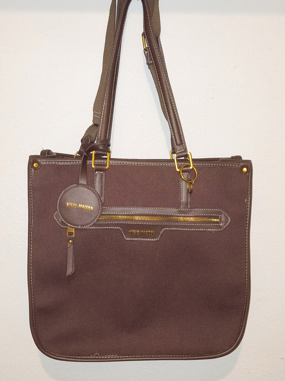 Steve Madden Chocolate Brown Tote with Gold Hardware